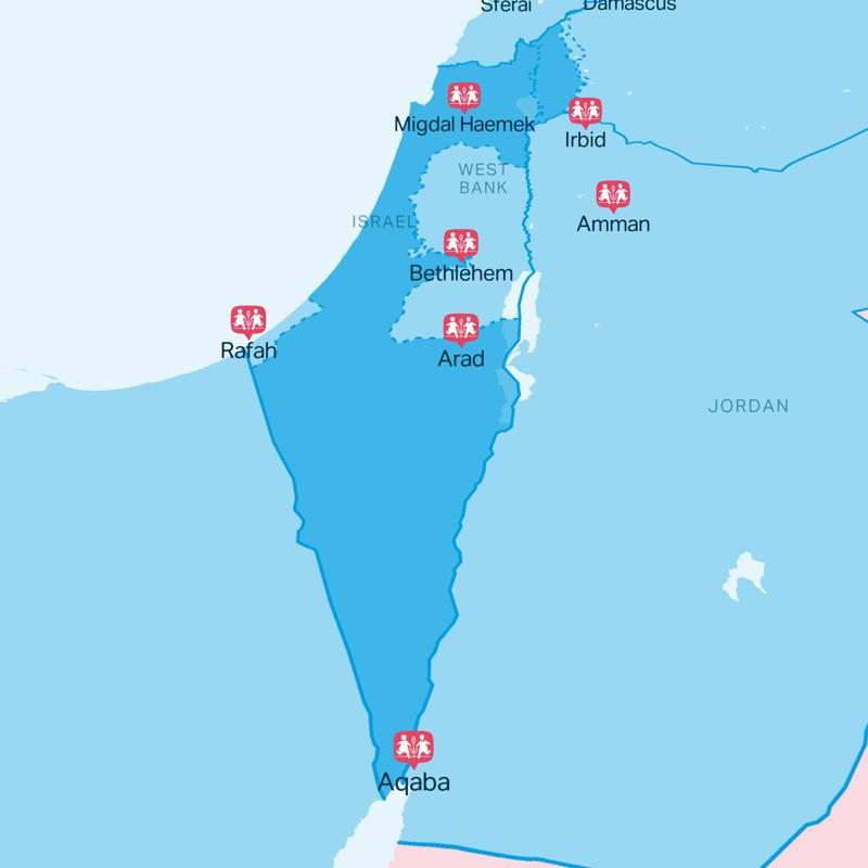 Tvö SOS barnaþorp eru í Ísrael og tvö í Palestínu.